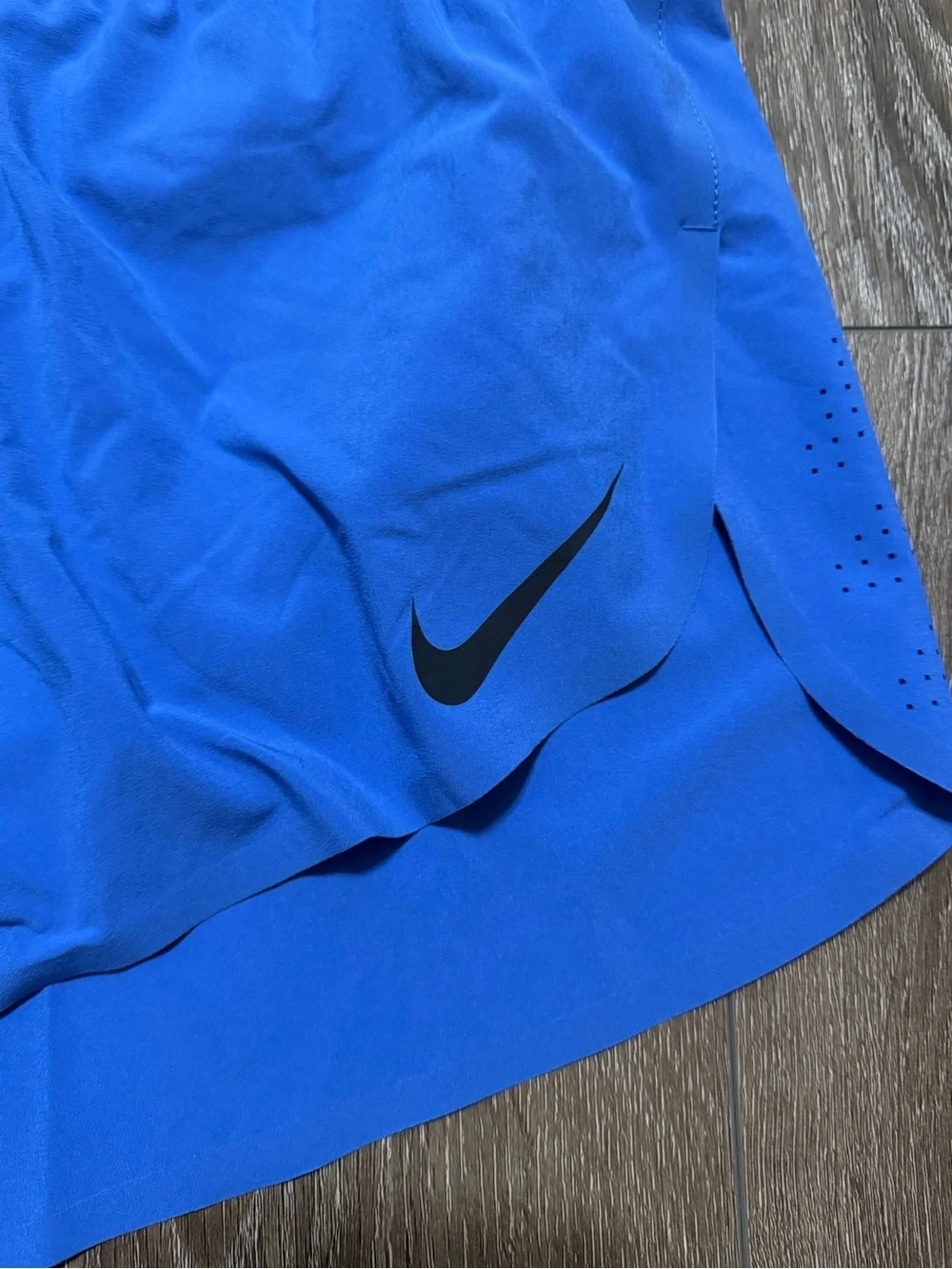 Nike Blue Athletic Running Shorts with Black Swoosh